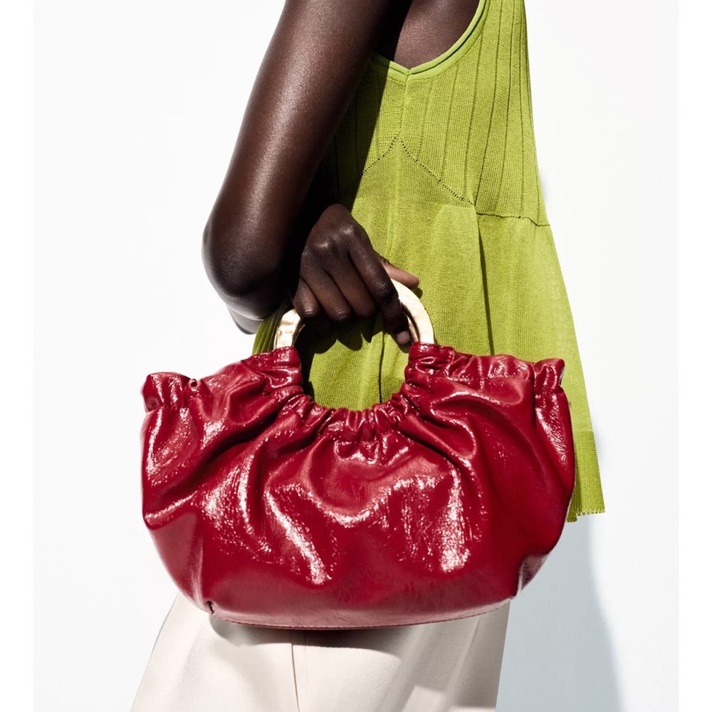 ZARA NWT Red Bag with Gold Accent